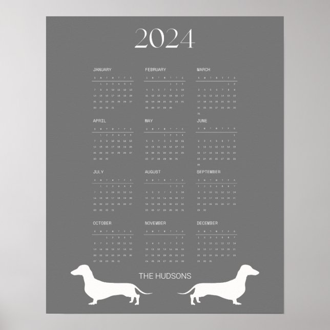 Poster Calendrier Silhouette 2024 Dark Grey (Devant)