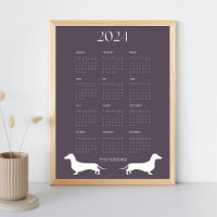 Calendrier Silhouette 2024 Graphite Dachshund