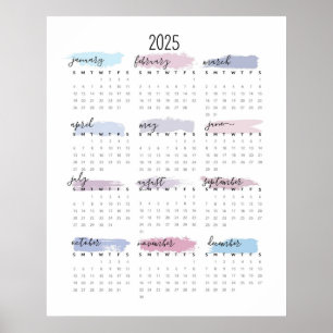 Poster Calendrier simple Pastel 2025