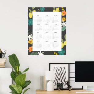 Poster Calendrier tendance 2025 Charbon Fleur sauvage 12 
