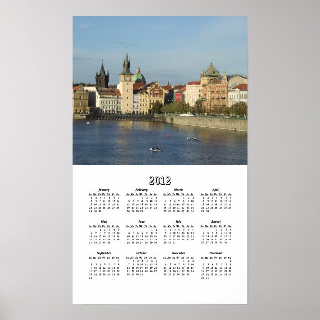 Poster Calendrier une page Prague 2012 (Devant)