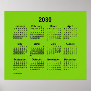 Poster Calendrier vert jaune 2030 par Janz Imprimer