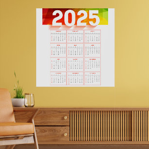 Poster Calendrier Vertical Minimal Annuel Complet 2025