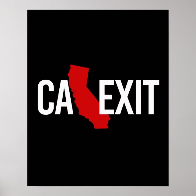 Poster Calexit - California Exit - rouge blanc - - (Devant)