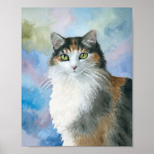 Poster Calico Cat 572 Tortie Tortoise coque bleu
