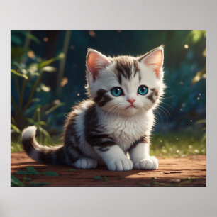 Poster *~* Calico Sweet Kitty AP68 5:4 Feline Kitten Chat