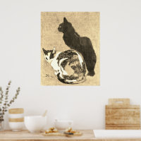 Calico vintage Chat & Chat noir Art Nouveau