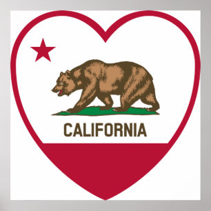 Poster California Love - California Flag Heart