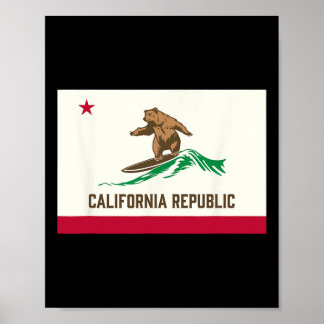 Poster California Republic Bear Surfing-state Flag Inspir