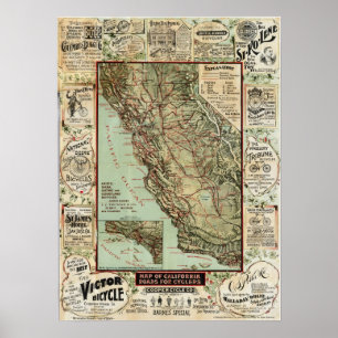 Poster "California Roads For Cyclists" (1896) (voir note)