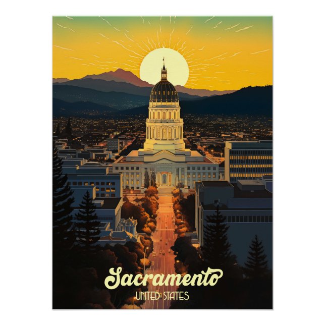 Poster California State Capitol Sacramento Travel (Devant)