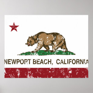 Poster California State Flag Newport Beach