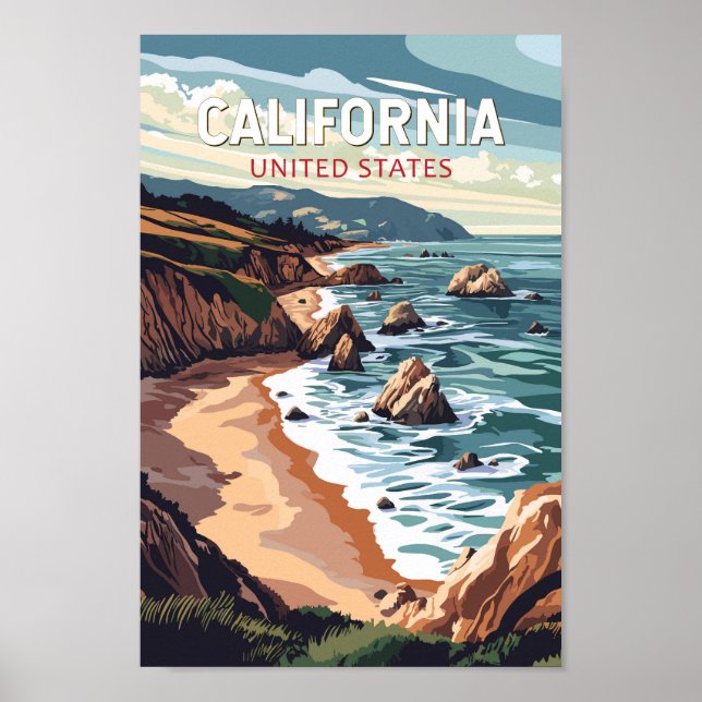 Poster California Travel Art Vintage (Devant)