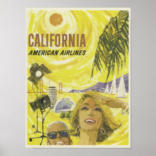 Poster California USA Aviation Airline Vintage voyage