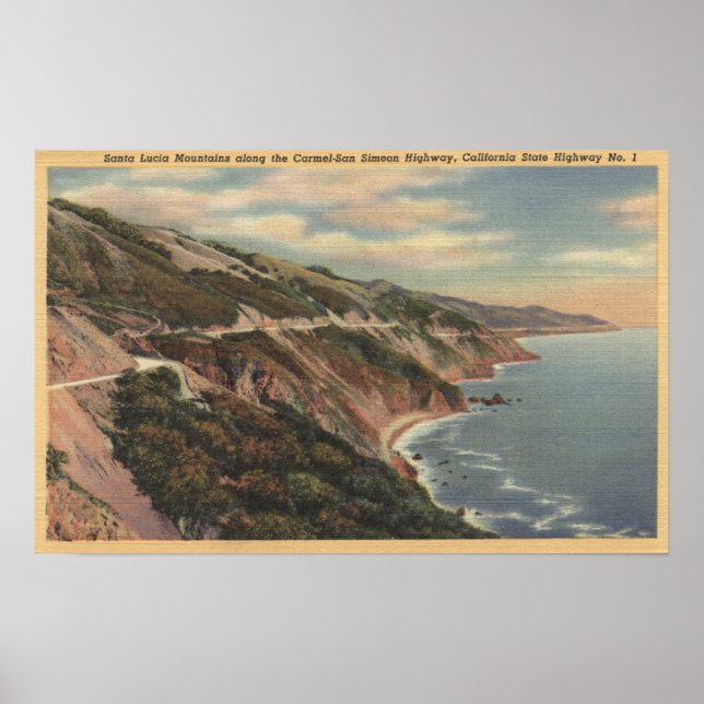 Poster CaliforniaSanta Lucia Mts le long de l'autoroute 1 (Devant)