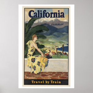 Poster Californie Cet Été  Voyage En Train Rétro