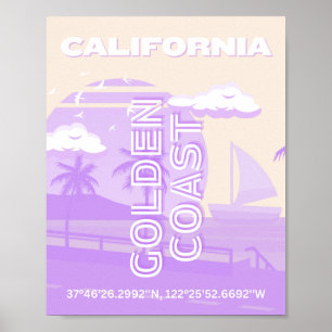 Poster Californie, Côte Dorée, Art de Voyage, Prépa