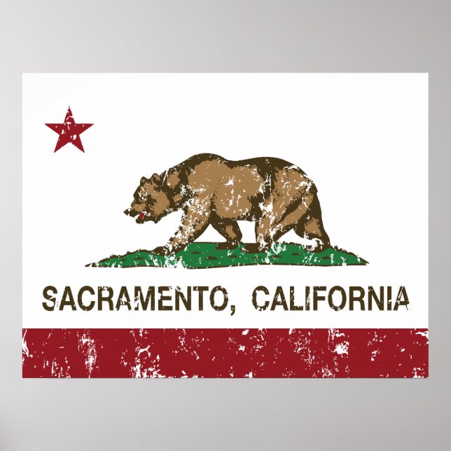 Poster californie drapeau sacramento en détresse (Devant)
