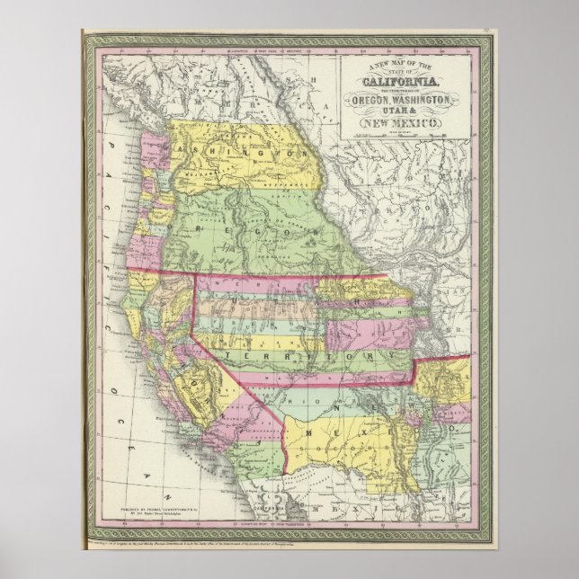 Poster Californie, Oregon, Washington, Utah, Nouveau-Mexi (Devant)