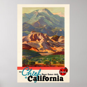 Poster Californie - Santa Fe Chief Railroad Vintage