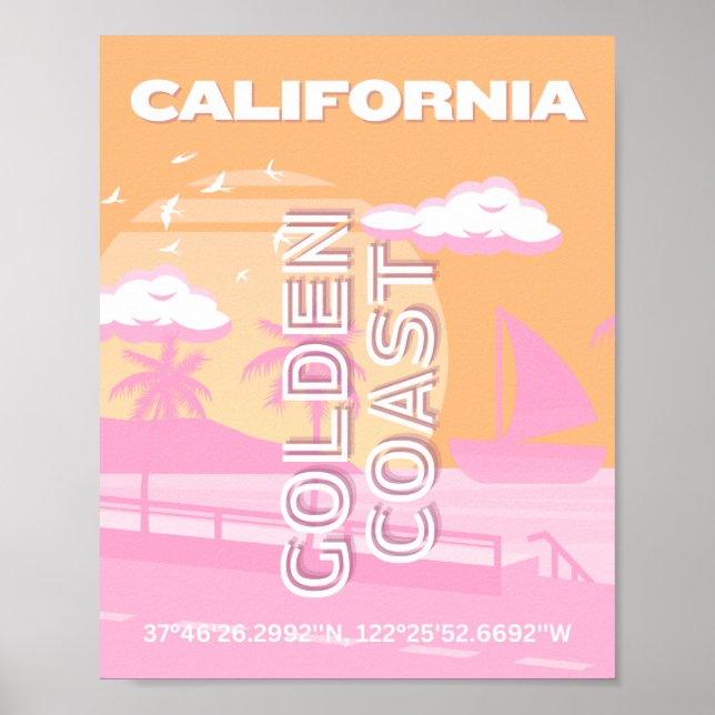 Poster Californie, Travel Art, Preppy, Preppy Travel (Devant)