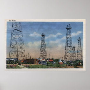 Poster CalifornieVue des puits de pétrole