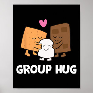 Poster Câlins de groupe drôles de camping Smores Mignons