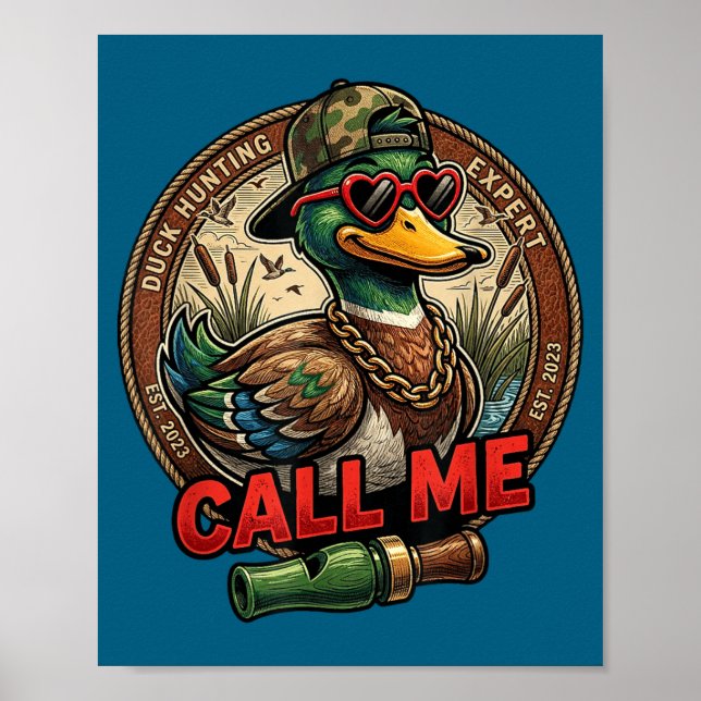 Poster Call Me Duck Hunting Retro Valentine's Day Men Wom (Devant)