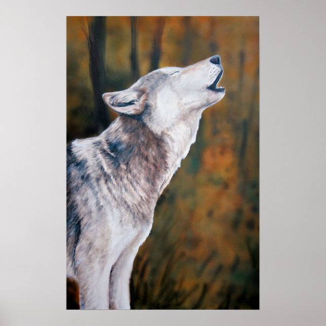 Poster "Call of the Wild" Wolf Art Reproduction Imprimer (Devant)