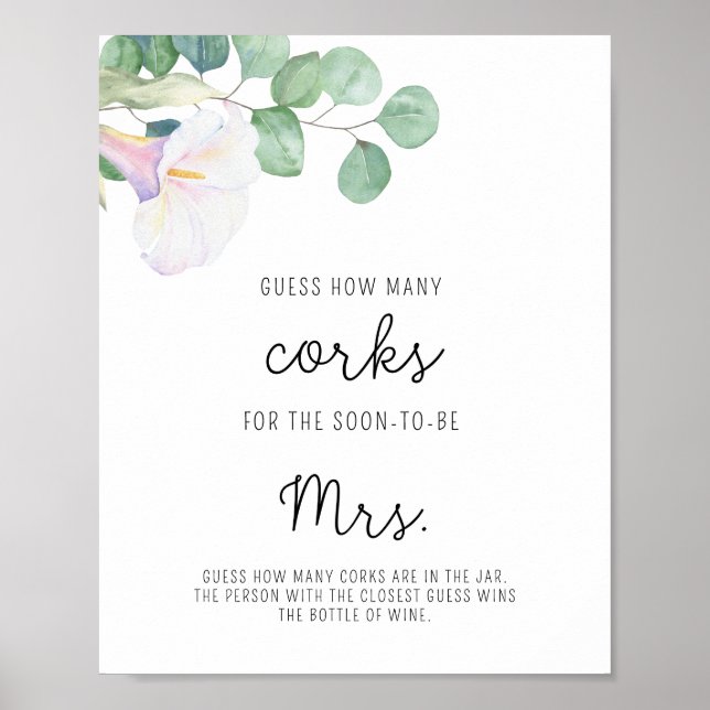 Poster Calla - Fête des mariées Devine combien de lièges (Devant)