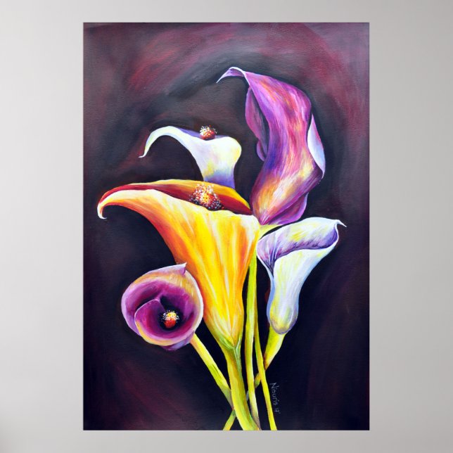 Poster Calla Lilly - Peinture bohème (Devant)