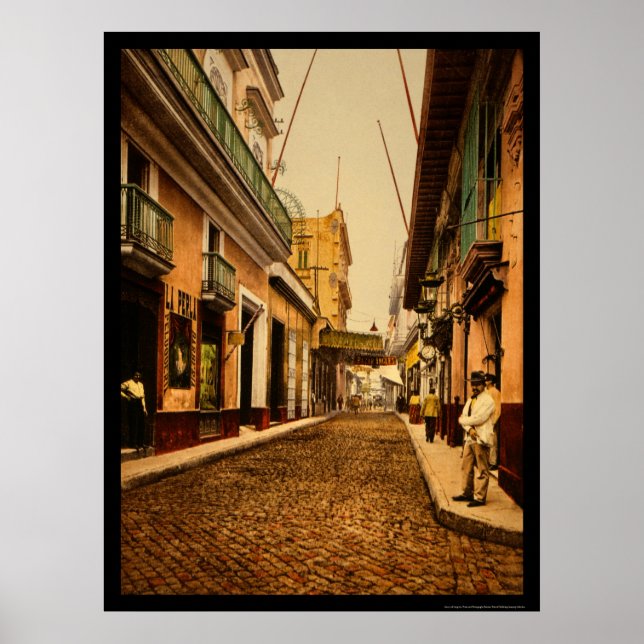 Poster Calle de Habana à La Havane, Cuba 1900 (Devant)