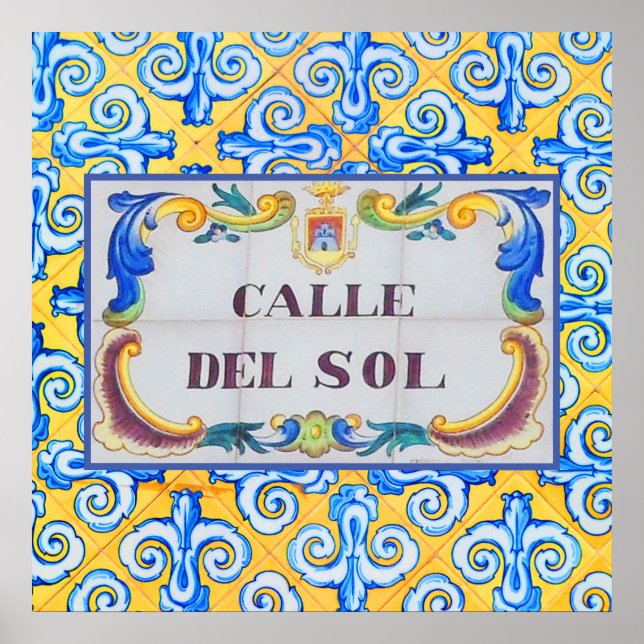 Poster Calle Del Sol Street of the Sun Spanish Road Nom (Devant)