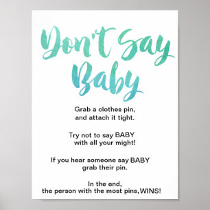 Poster Calligraphie aquarelle ne pas dire signe bébé