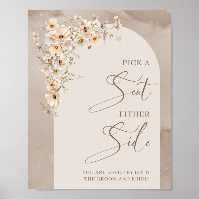 Poster Calligraphie arc floral Choisir un siège de chaque (Devant)