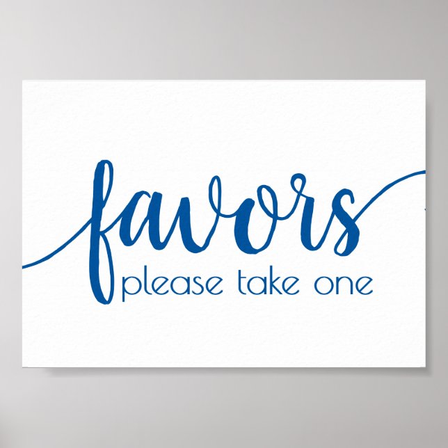 Poster Calligraphie bleu classique | Script Favoriser le  (Devant)