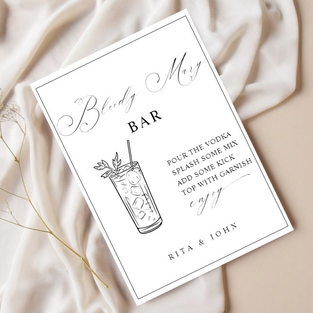 Poster Calligraphie Bloody Mary Bar Mariage (Créateur téléchargé)