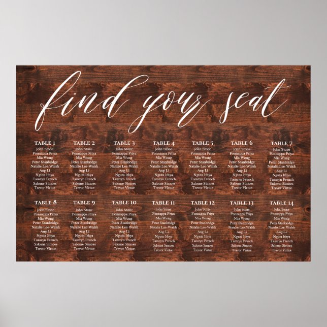 Poster Calligraphie Bois rustique Trouvez votre Mariage d (Devant)