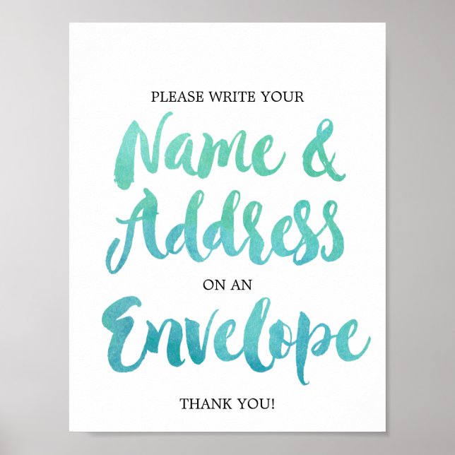 Poster Calligraphie D'Aquarelle Adresse Un Panneau D'Enve (Devant)
