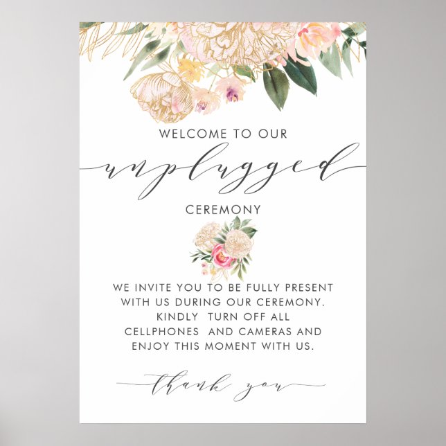 Poster Calligraphie des fleurs débranchées Cérémonie débr (Devant)