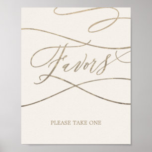 Poster Calligraphie d'or romantique   Faveurs de mariage 