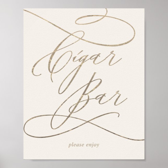 Poster Calligraphie d'or romantique | Panneau de la barre (Devant)