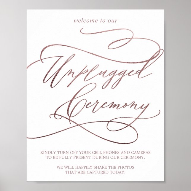 Poster Calligraphie d'or romantique Rose Cérémonie débran (Devant)