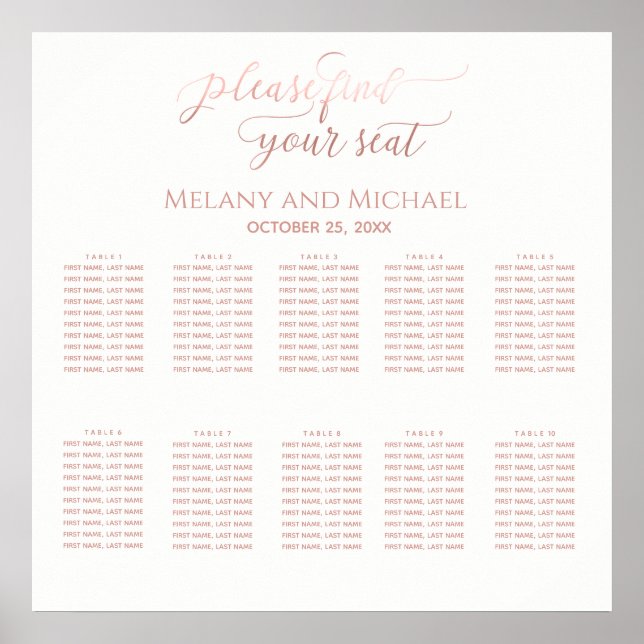 Poster Calligraphie d'or rose minimaliste simple (Devant)