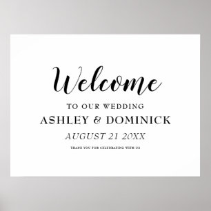 Poster Calligraphie Élégant Bienvenue Mariage rustique