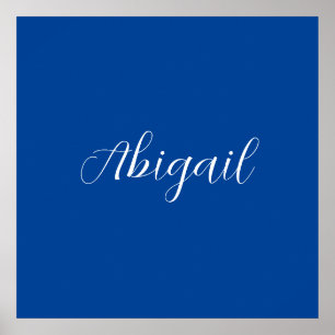 Poster Calligraphie Elégant Bleu Blanc Plaine Nom simple