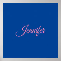 Calligraphie Elegant rose Bleu Nom personnalisé
