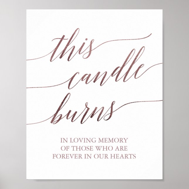 Poster Calligraphie élégante Rose Gold Cette bougie brûle (Devant)