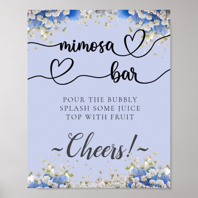 Poster Calligraphie Florale Bleue Symbole de la barre Mim (Devant)