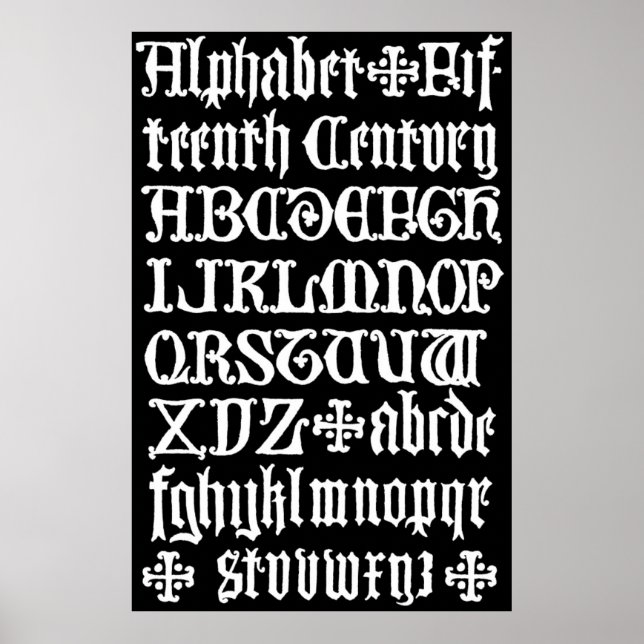 Poster Calligraphie gothique anglaise XVe siècle (Devant)